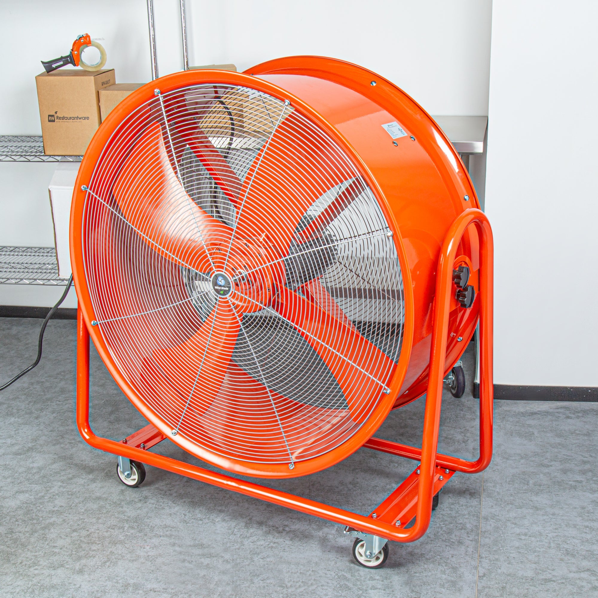 Wind Blade Red Portable High Velocity Ventilator Drum Fan - Tilt Head, 1 1/2 HP, 15,357 CFM - 42" - 1 count box