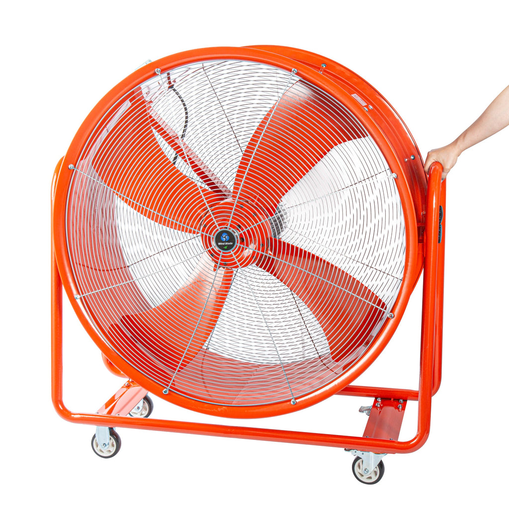 Wind Blade Red Portable High Velocity Ventilator Drum Fan - Tilt Head, 1 1/2 HP, 15,357 CFM - 42" - 1 count box