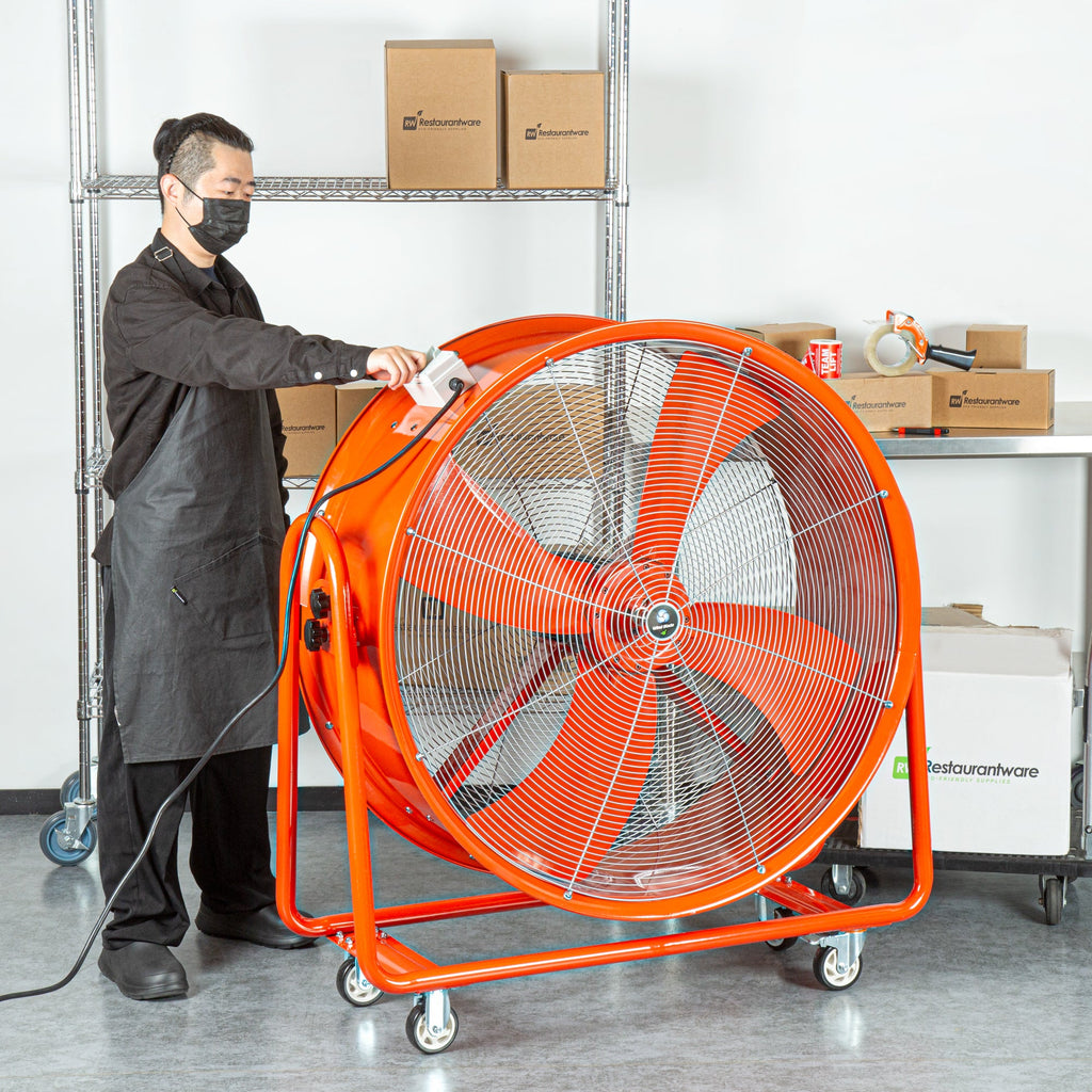 Wind Blade Red Portable High Velocity Ventilator Drum Fan - Tilt Head, 1 1/2 HP, 15,357 CFM - 42" - 1 count box