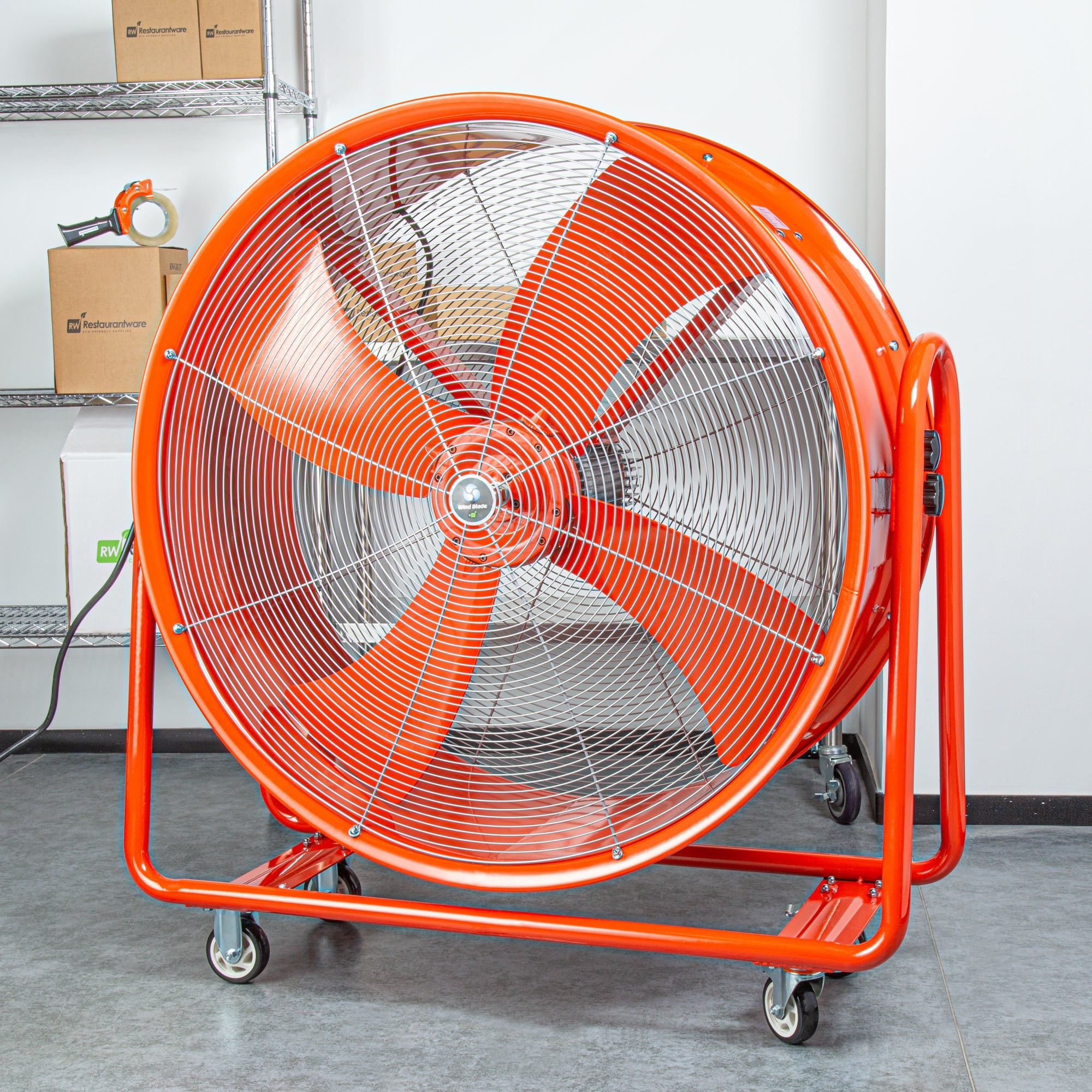 Wind Blade Red Portable High Velocity Ventilator Drum Fan - Tilt Head, 1 1/2 HP, 15,357 CFM - 42" - 1 count box