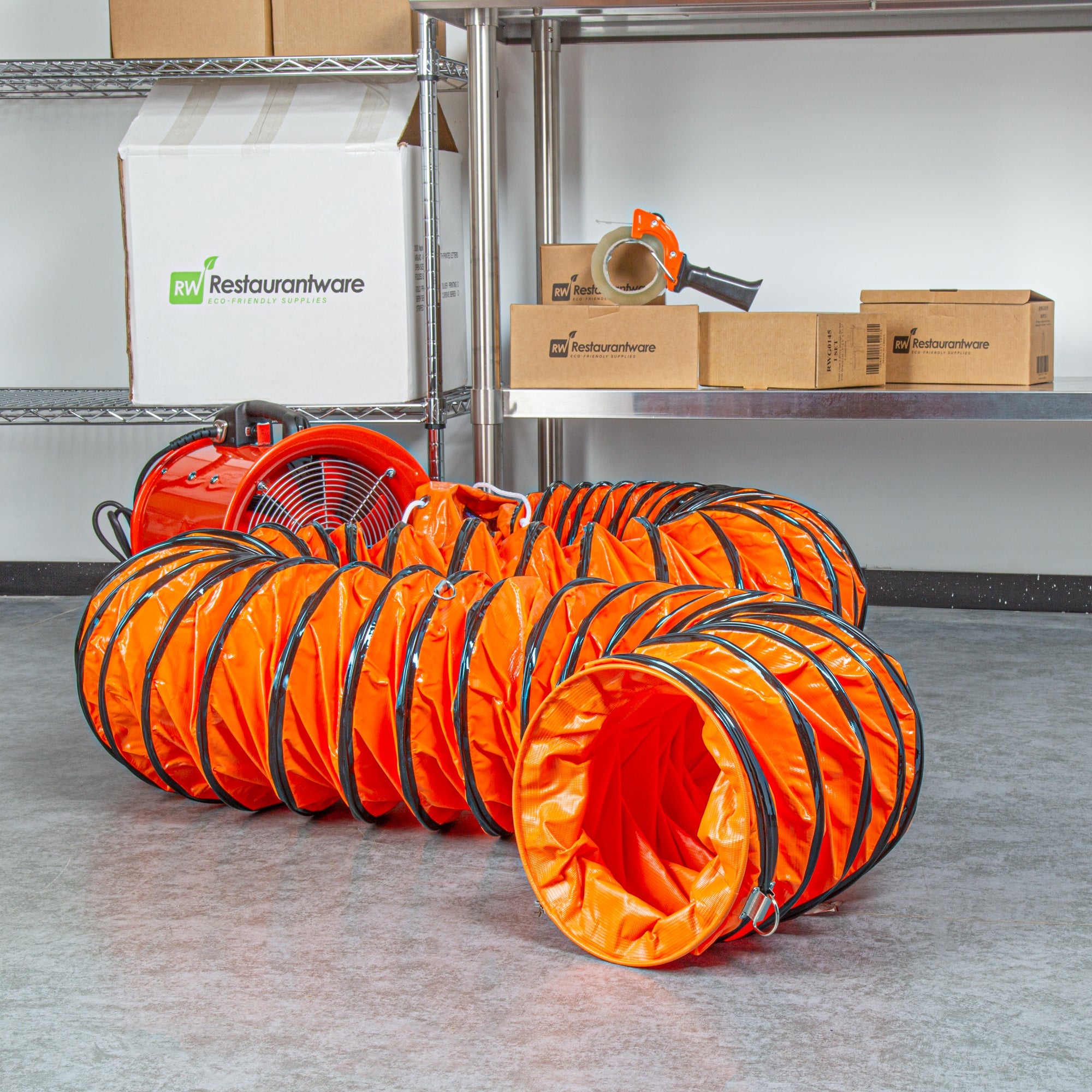 Wind Blade Orange PVC Ventilation Duct Hose - For 10" Ventilator Fan, Insulated, Extra Flexible - 9 3/4" x 25' - 1 count box