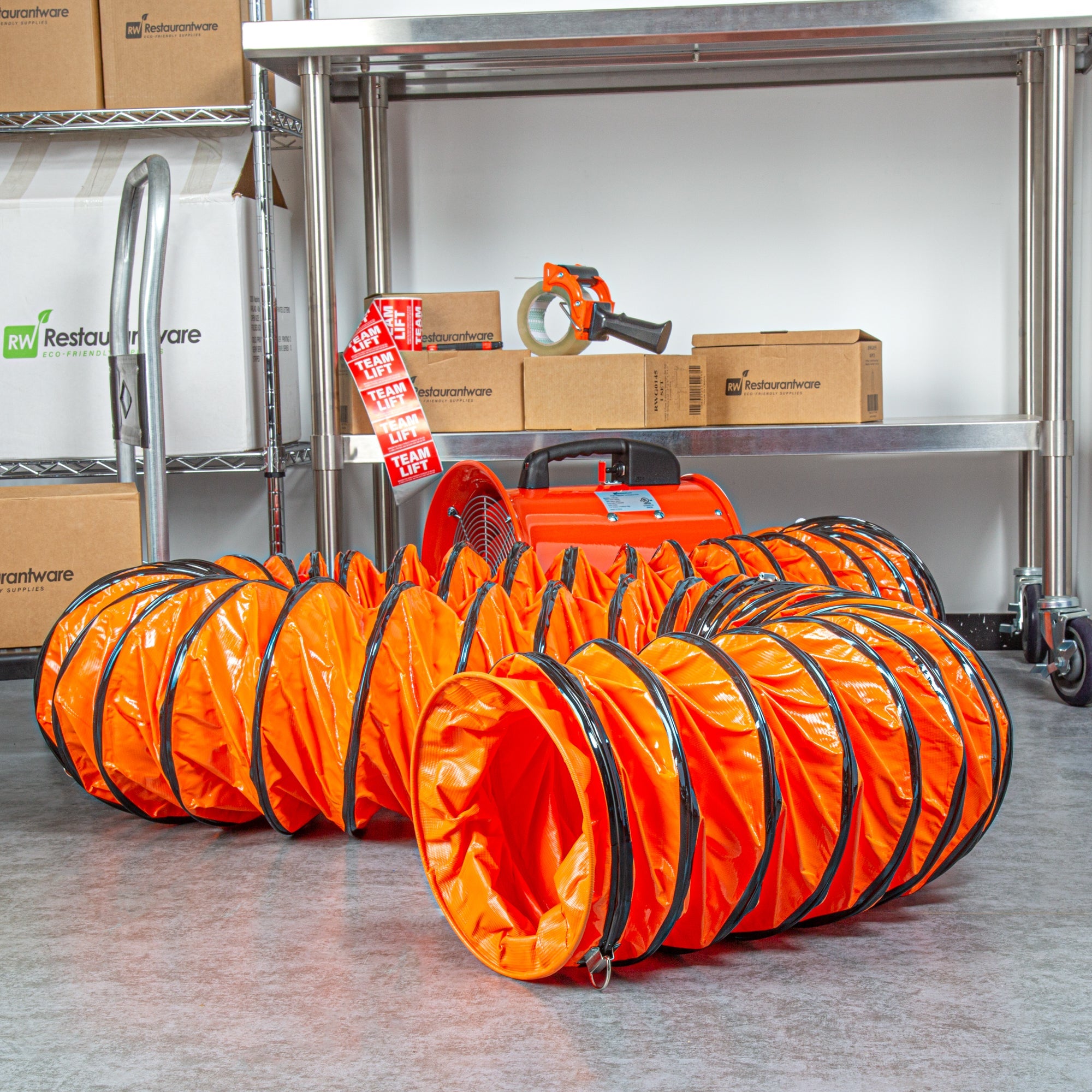 Wind Blade Orange PVC Ventilation Duct Hose - For 10" Ventilator Fan, Insulated, Extra Flexible - 9 3/4" x 25' - 1 count box