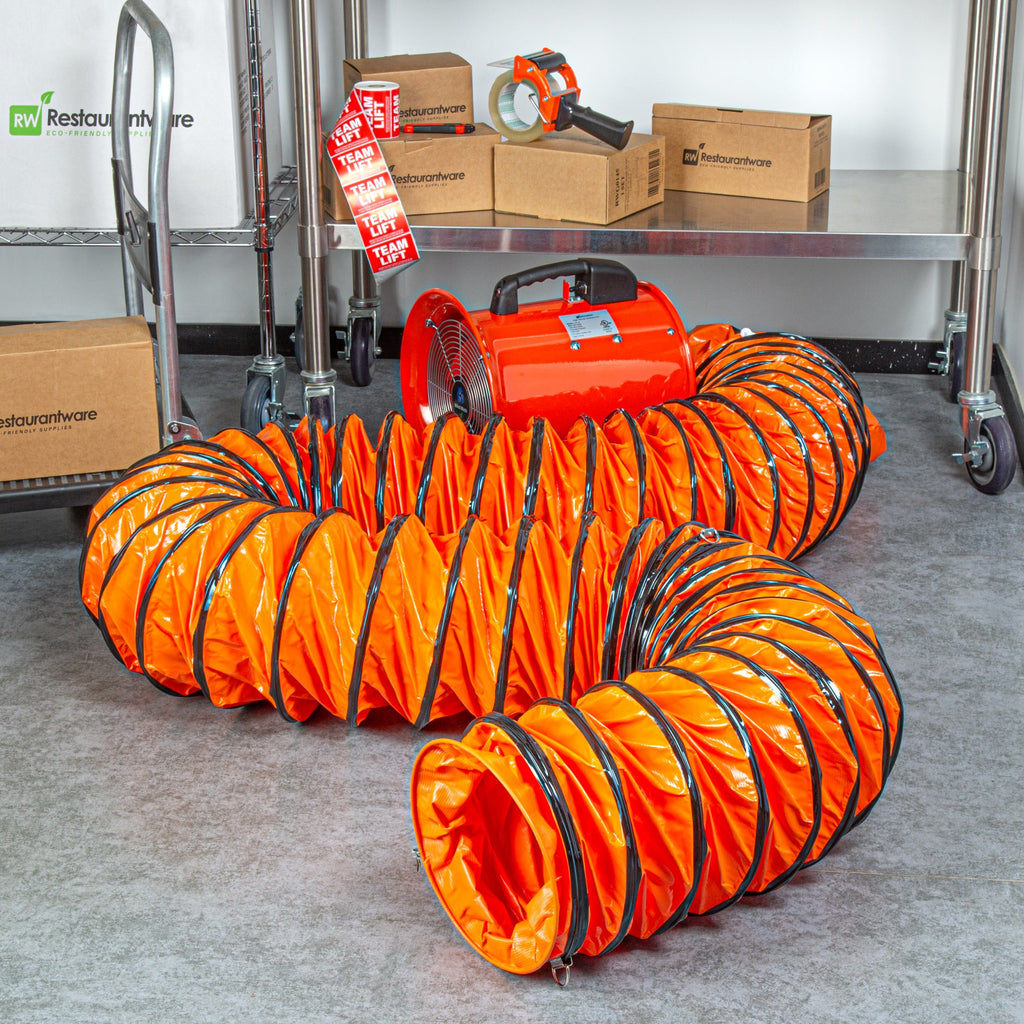 Wind Blade Orange PVC Ventilation Duct Hose - For 10" Ventilator Fan, Insulated, Extra Flexible - 9 3/4" x 25' - 1 count box