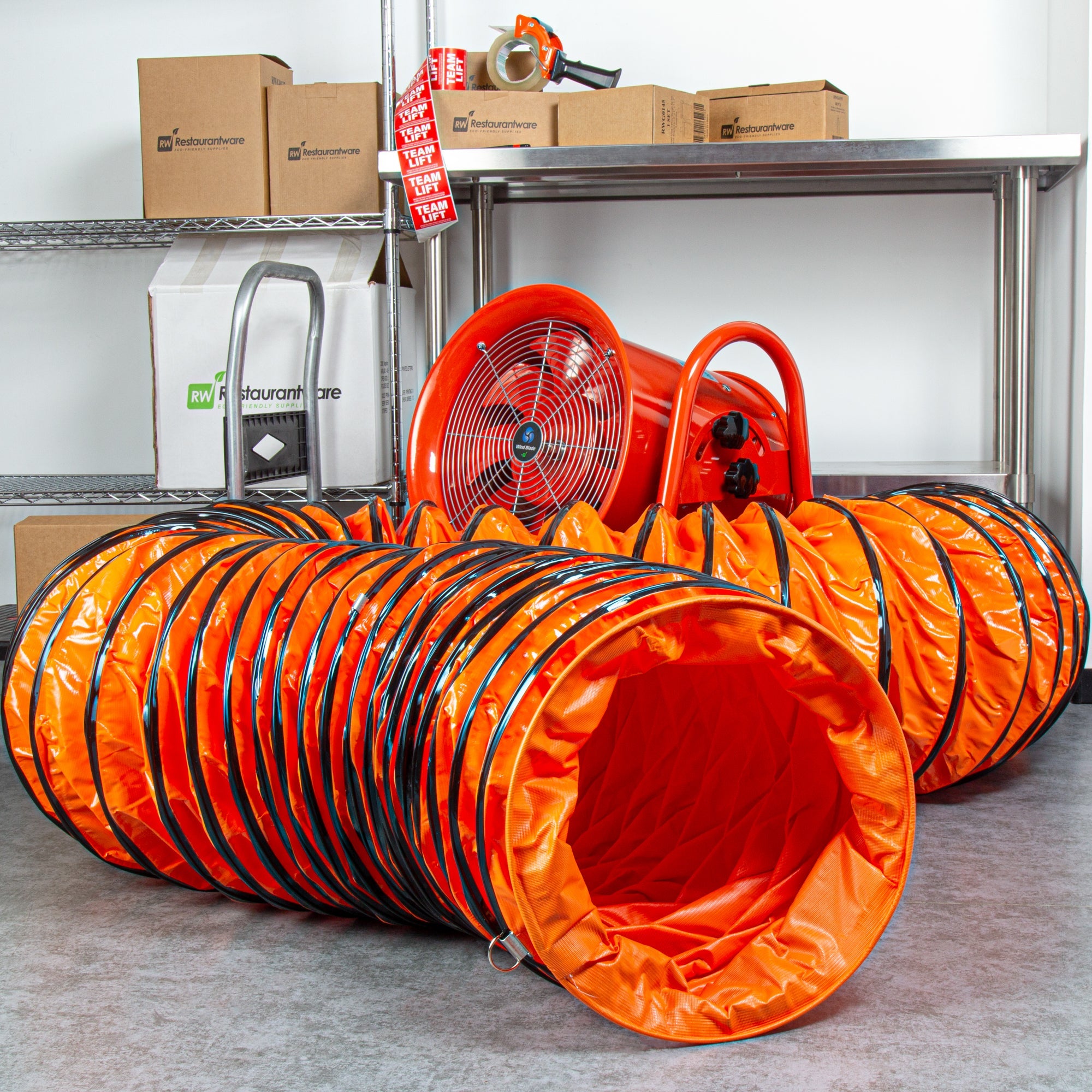 Wind Blade Orange PVC Ventilation Duct Hose - For 16" Ventilator Fan, Insulated, Extra Flexible - 15 3/4" x 25' - 1 count box