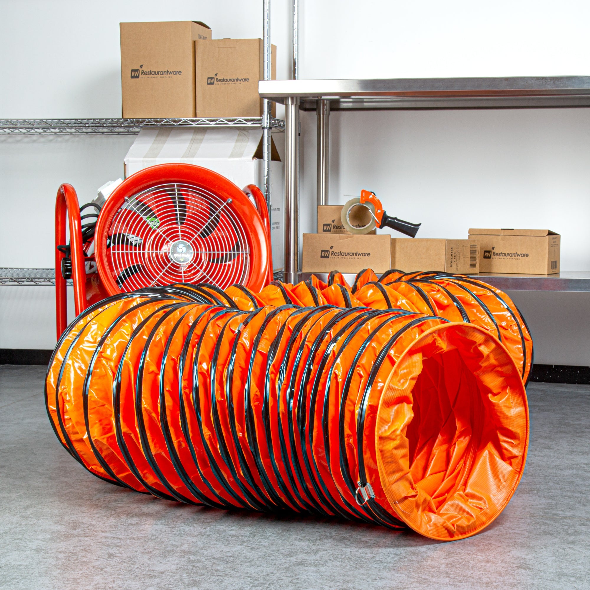 Wind Blade Orange PVC Ventilation Duct Hose - For 16" Ventilator Fan, Insulated, Extra Flexible - 15 3/4" x 25' - 1 count box