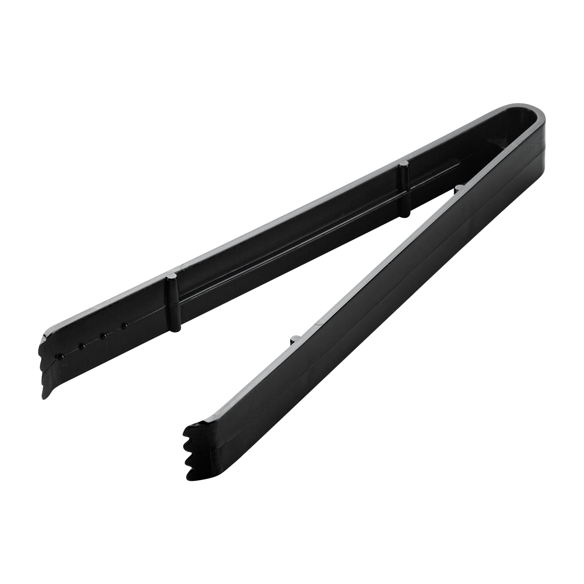 Cater Tek Black Plastic Tongs - Serrated, Heavy Duty - 9" - 10 count box