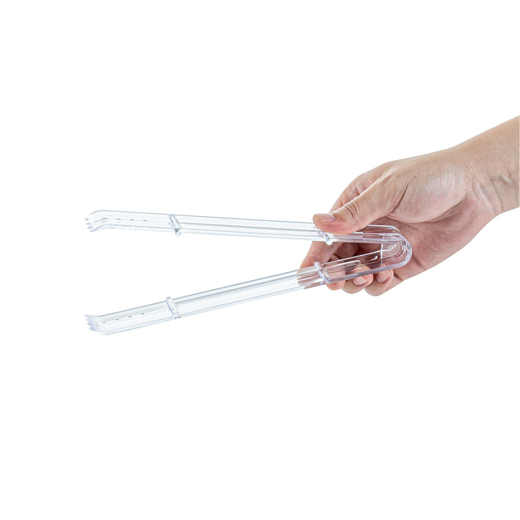 Cater Tek Clear Plastic Tongs - Serrated, Heavy Duty - 9" - 10 count box