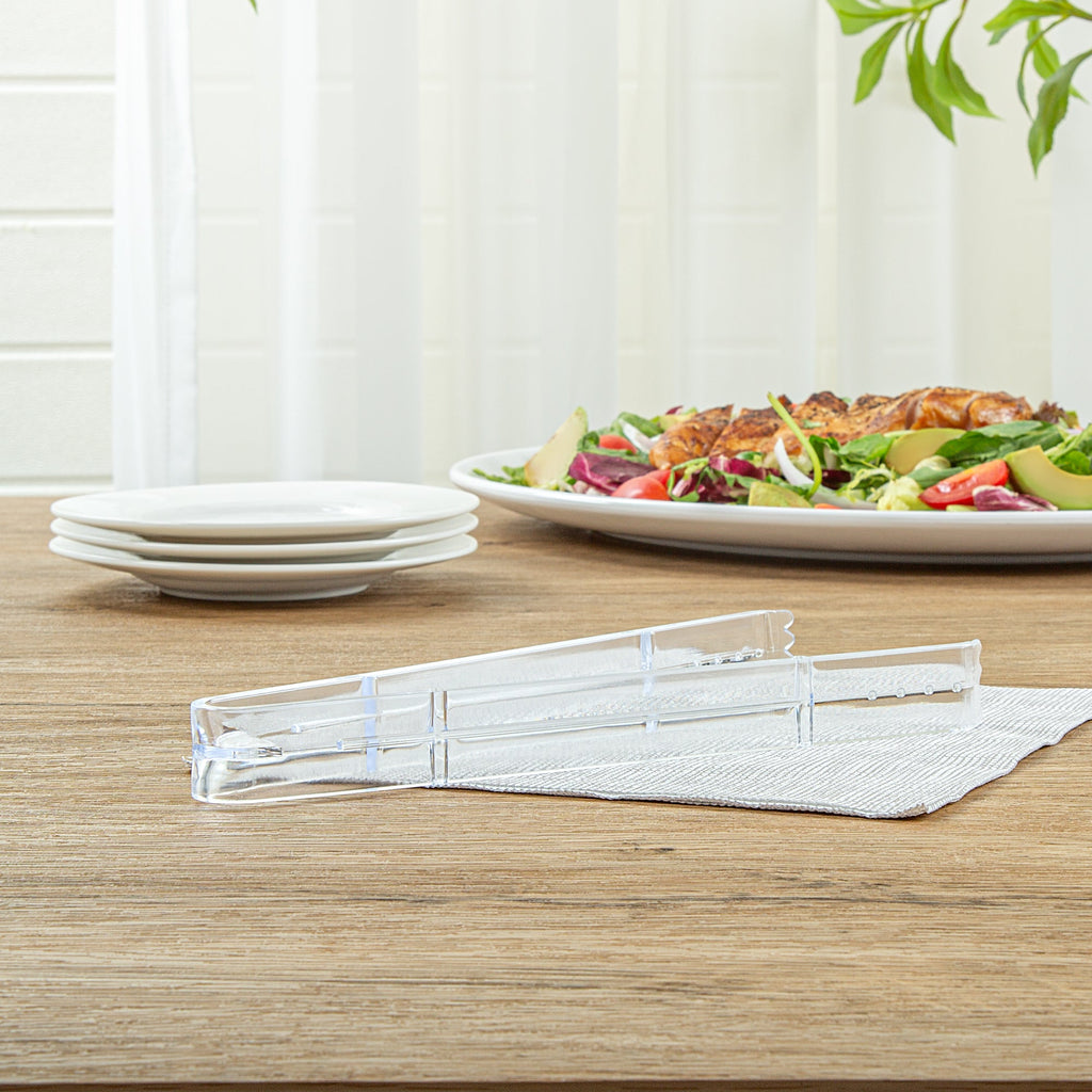 Cater Tek Clear Plastic Tongs - Serrated, Heavy Duty - 9" - 100 count box