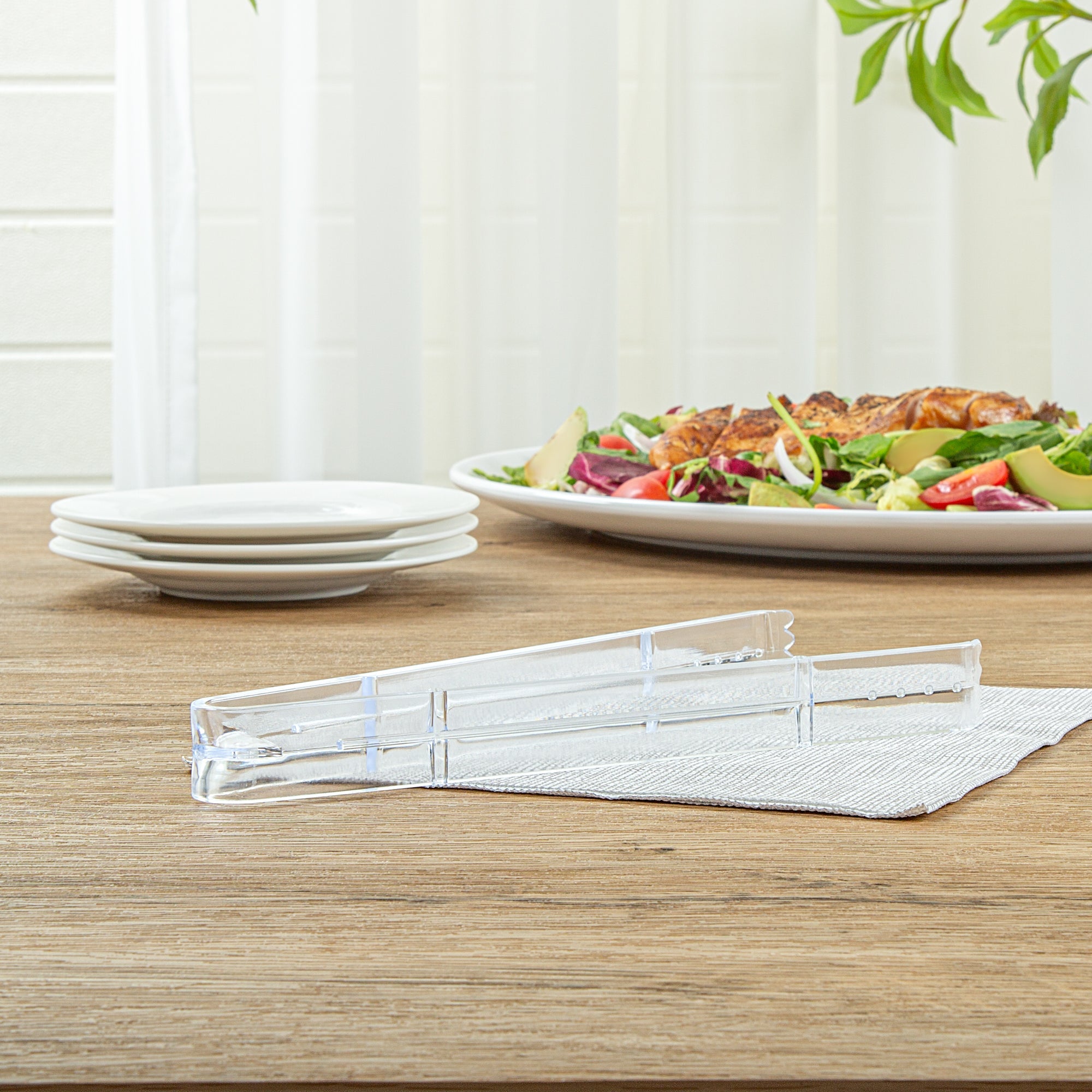 Cater Tek Clear Plastic Tongs - Serrated, Heavy Duty - 9" - 100 count box