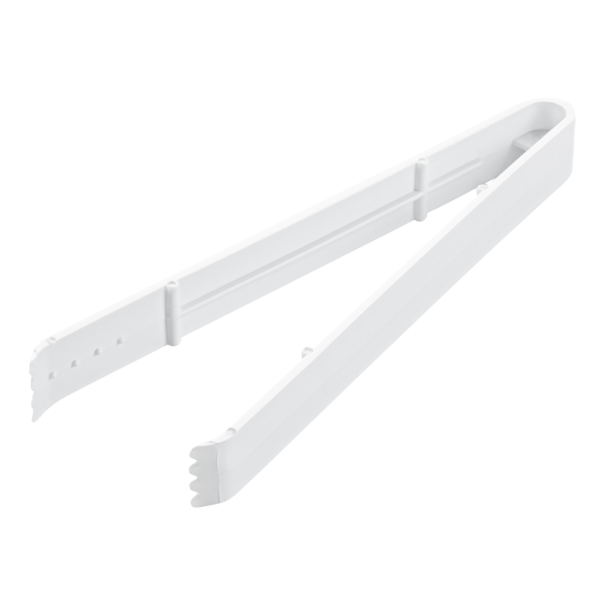 Cater Tek White Plastic Tongs - Serrated, Heavy Duty - 9" - 10 count box