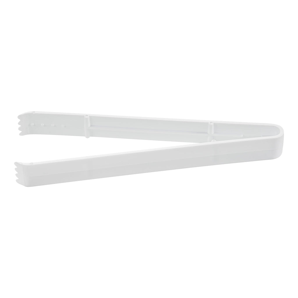 Cater Tek White Plastic Tongs - Serrated, Heavy Duty - 9" - 10 count box
