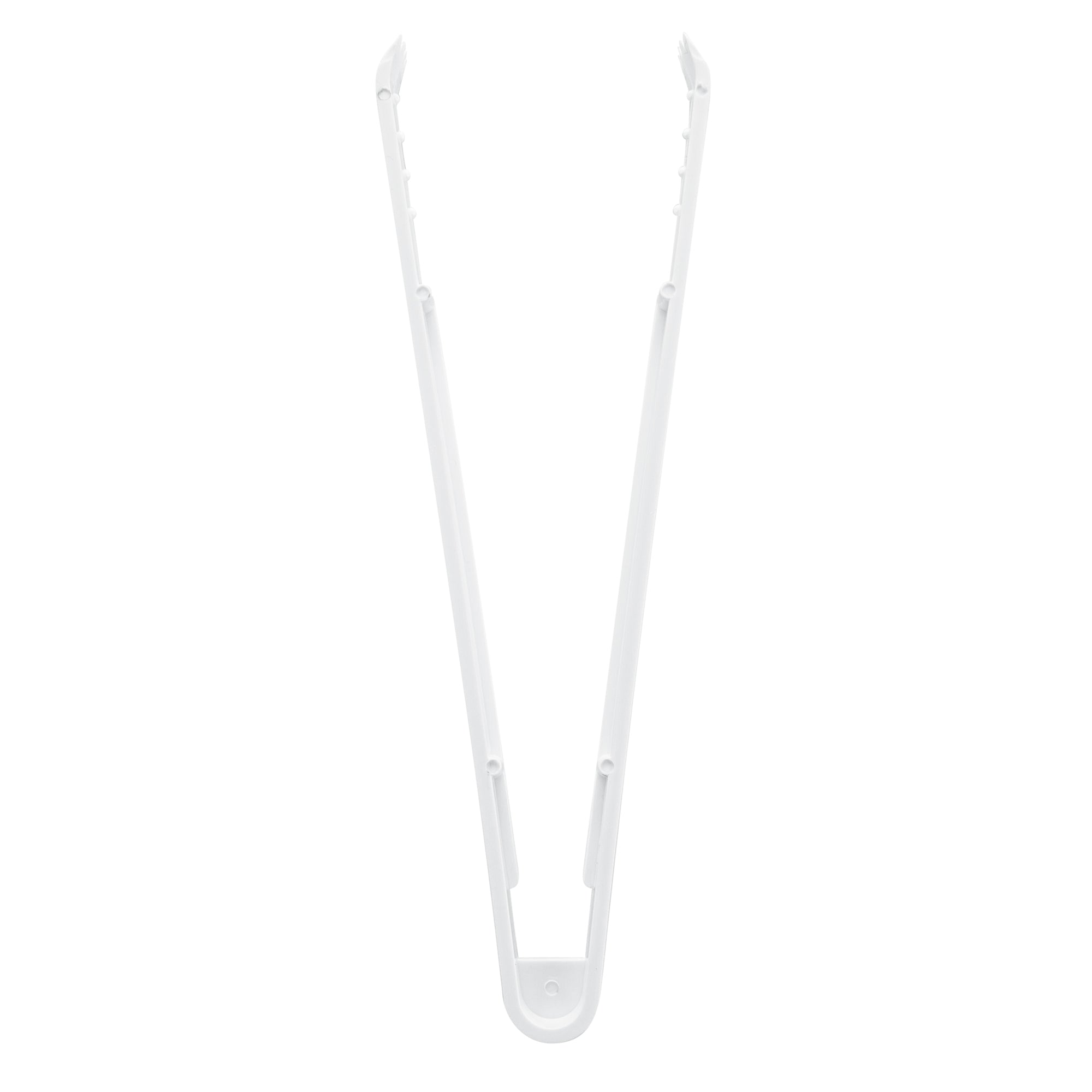 Cater Tek White Plastic Tongs - Serrated, Heavy Duty - 9" - 10 count box