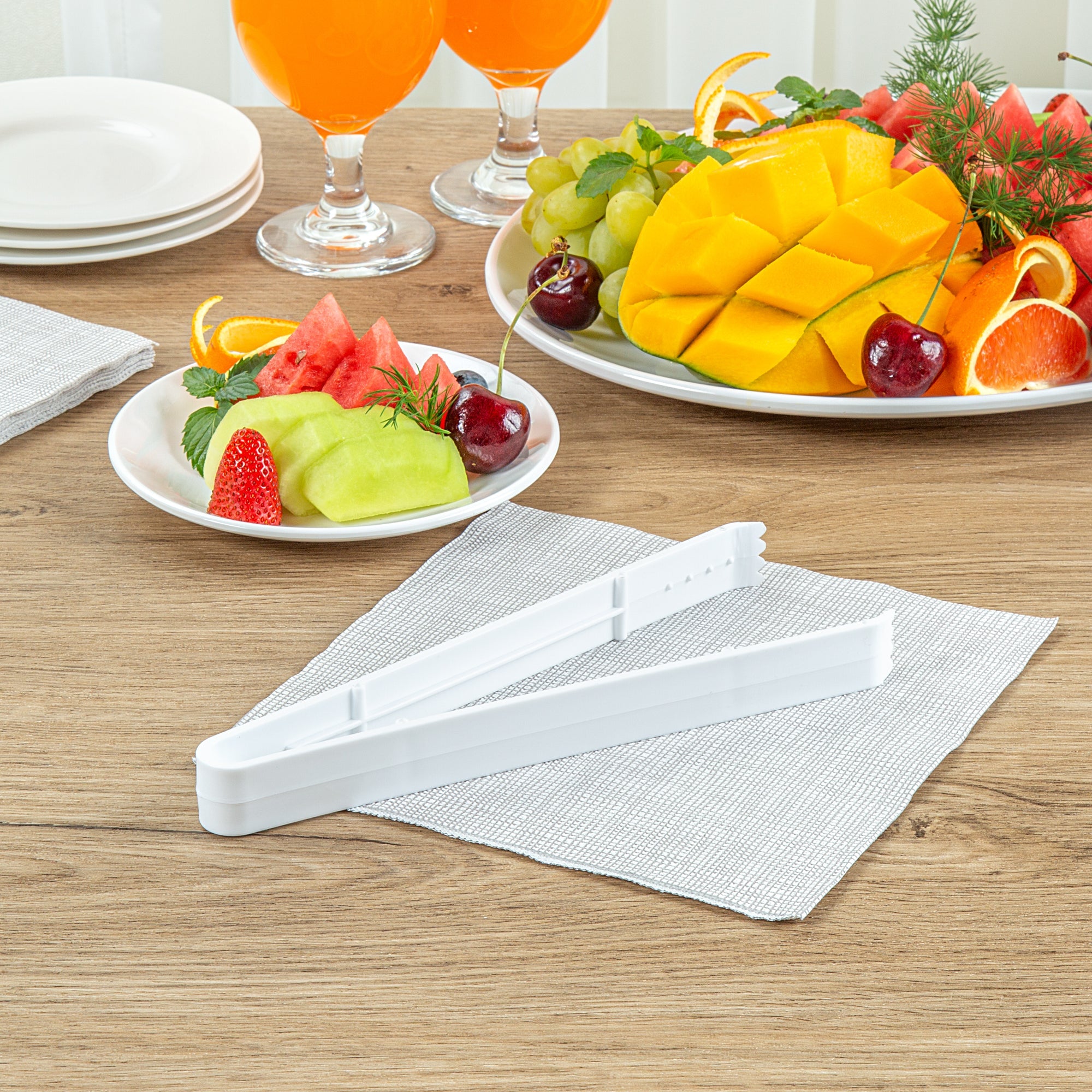 Cater Tek White Plastic Tongs - Serrated, Heavy Duty - 9" - 100 count box