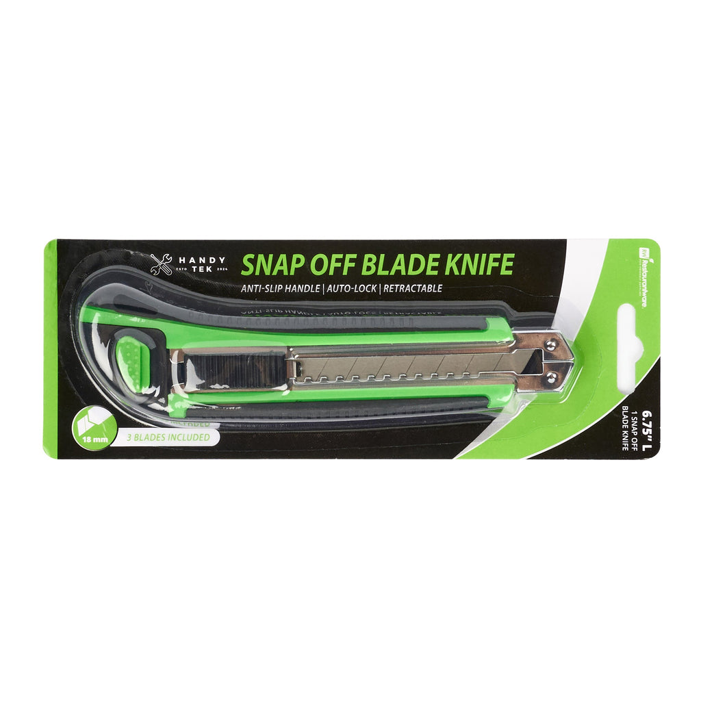 Handy Tek Green Snap Off Blade Knife - Anti-Slip Handle - 6 3/4" - 1 count box