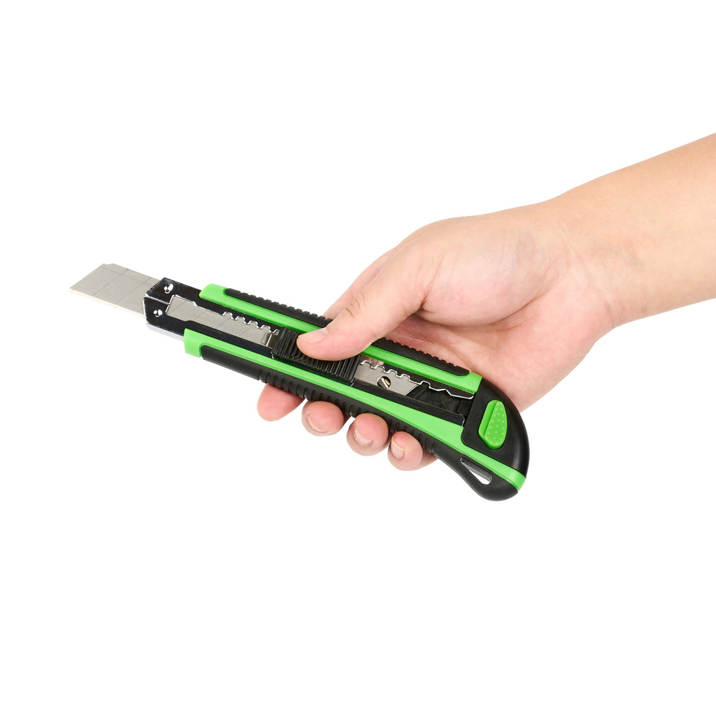 Handy Tek Green Snap Off Blade Knife - Anti-Slip Handle - 6 3/4" - 12 count box