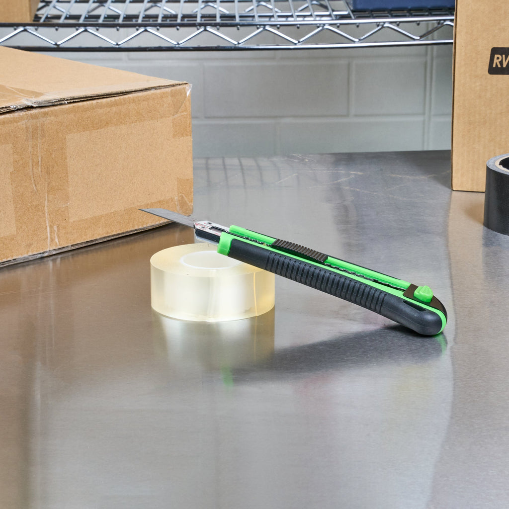 Handy Tek Green Snap Off Blade Knife - Anti-Slip Handle - 6 3/4" - 12 count box