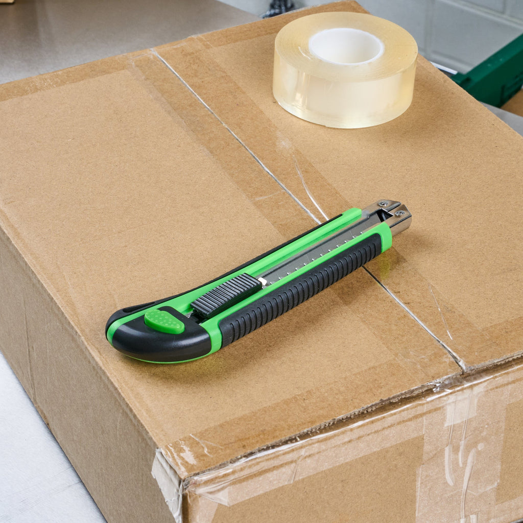 Handy Tek Green Snap Off Blade Knife - Anti-Slip Handle - 6 3/4" - 12 count box