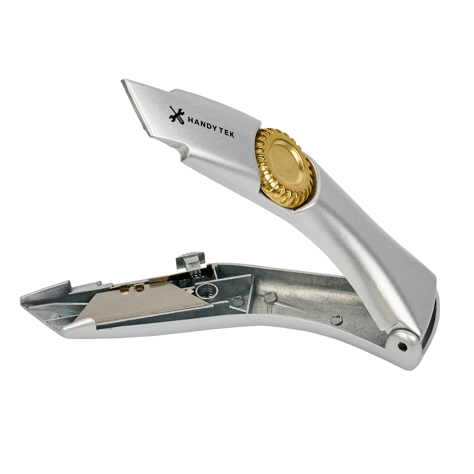 Handy Tek Silver Utility Knife - with Blade Lock Wheel, Quick Change, Heavy Duty - 7" - 1 count box