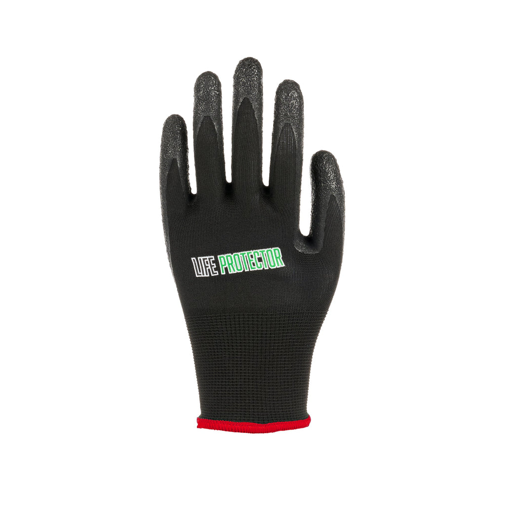 Life Protector Black Nylon Small Work Gloves - with Crinkle Latex Palm Coating - Pair - 10 count box