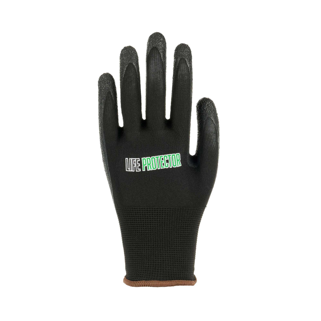 Life Protector Black Nylon Large Work Gloves - with Crinkle Latex Palm Coating - Pair - 1 count box