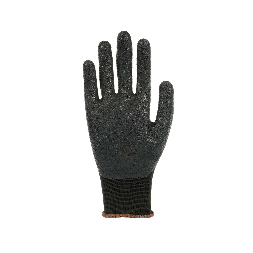 Life Protector Black Nylon Large Work Gloves - with Crinkle Latex Palm Coating - Pair - 1 count box