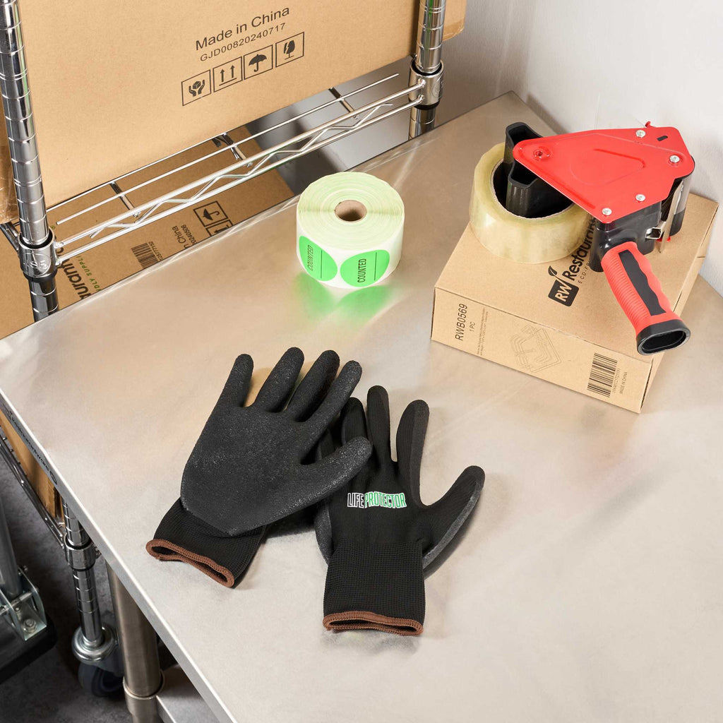Life Protector Black Nylon Large Work Gloves - with Crinkle Latex Palm Coating - Pair - 1 count box