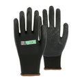 Life Protector Black Nylon Large Work Gloves - with Crinkle Latex Palm Coating - Pair - 10 count box