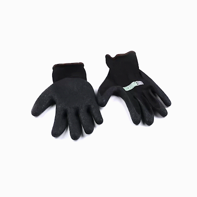 Life Protector Black Nylon Large Work Gloves - with Crinkle Latex Palm Coating - Pair - 10 count box