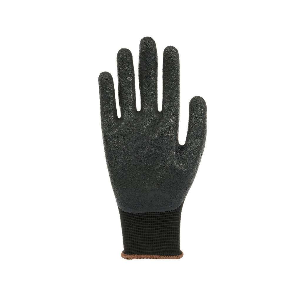 Life Protector Black Nylon Large Work Gloves - with Crinkle Latex Palm Coating - Pair - 10 count box