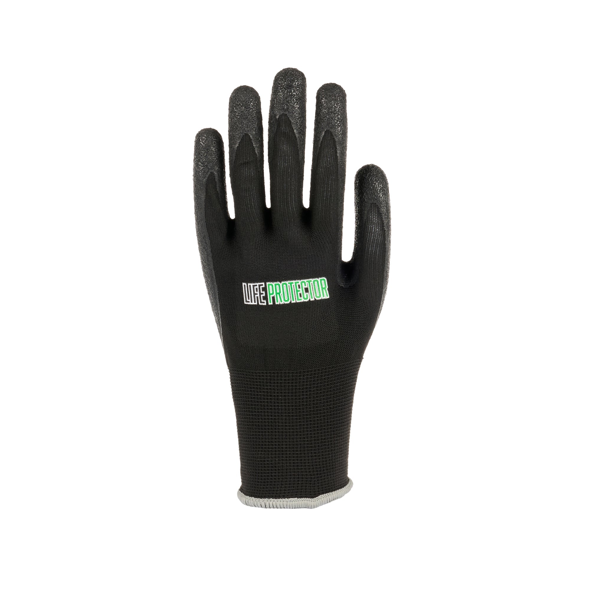 Life Protector Black Nylon Extra Large Work Gloves - with Crinkle Latex Palm Coating - Pair - 10 count box