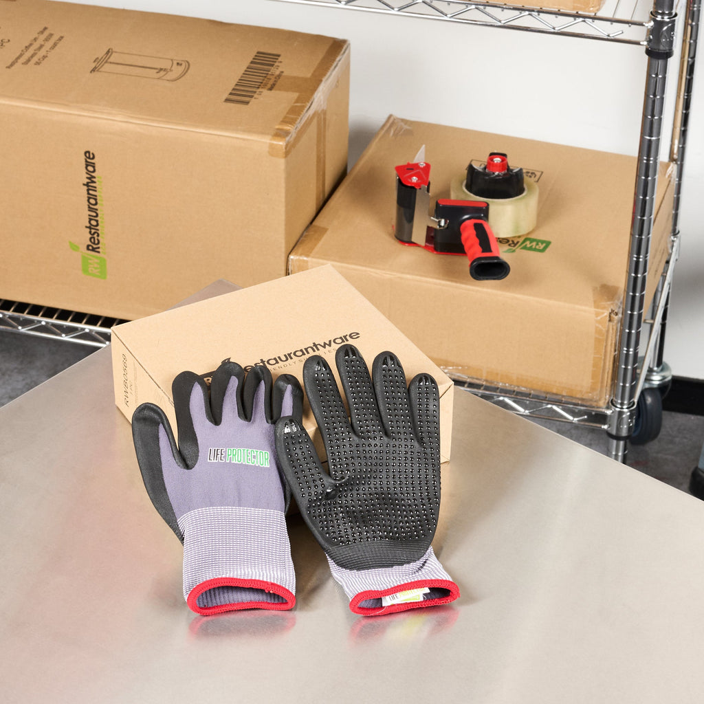 Life Protector Gray Nylon / Spandex Small Work Gloves - with Ultra-Thin Foam Nitrile Palm Coating and Dots - Pair - 1 count box
