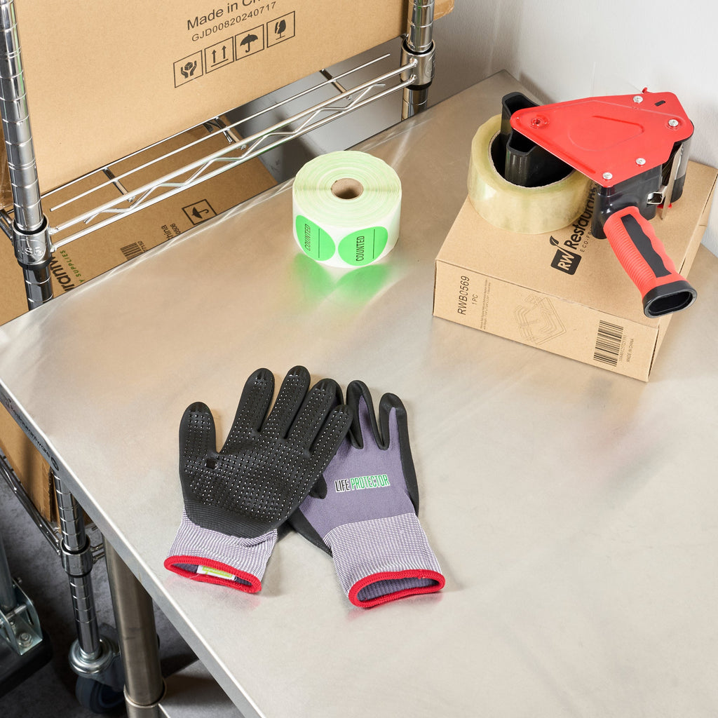 Life Protector Gray Nylon / Spandex Small Work Gloves - with Ultra-Thin Foam Nitrile Palm Coating and Dots - Pair - 10 count box