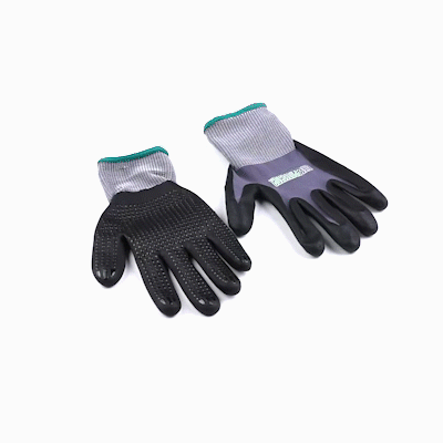Life Protector Gray Nylon / Spandex Medium Work Gloves - with Ultra-Thin Foam Nitrile Palm Coating and Dots - Pair - 1 count box