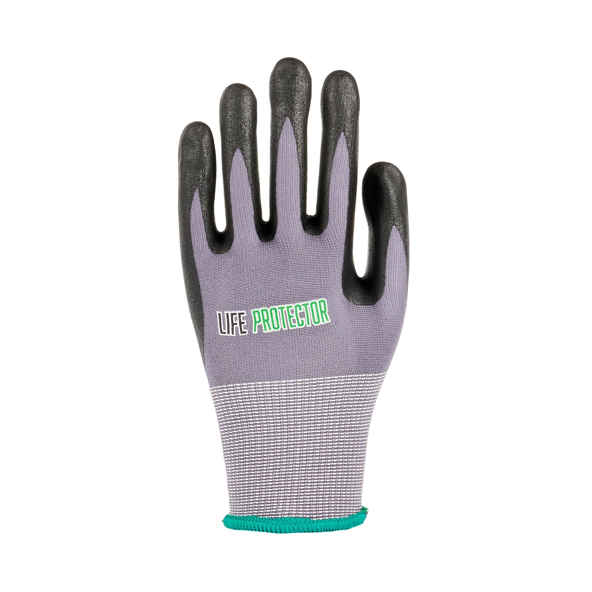 Life Protector Gray Nylon / Spandex Medium Work Gloves - with Ultra-Thin Foam Nitrile Palm Coating and Dots - Pair - 1 count box