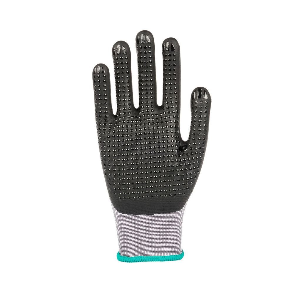 Life Protector Gray Nylon / Spandex Medium Work Gloves - with Ultra-Thin Foam Nitrile Palm Coating and Dots - Pair - 1 count box