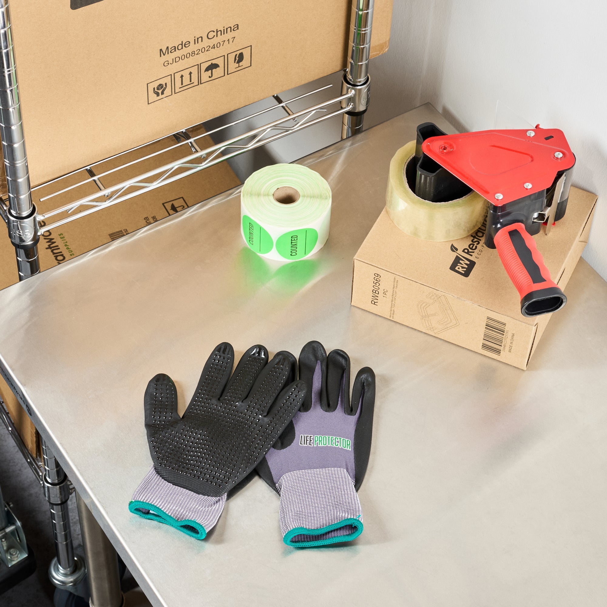 Life Protector Gray Nylon / Spandex Medium Work Gloves - with Ultra-Thin Foam Nitrile Palm Coating and Dots - Pair - 1 count box