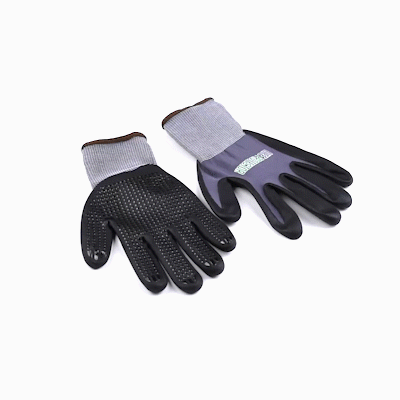 Life Protector Gray Nylon / Spandex Large Work Gloves - with Ultra-Thin Foam Nitrile Palm Coating and Dots - Pair - 1 count box