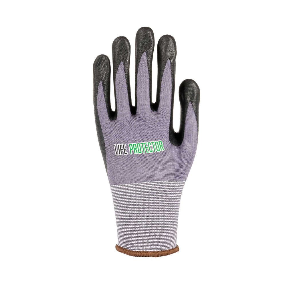 Life Protector Gray Nylon / Spandex Large Work Gloves - with Ultra-Thin Foam Nitrile Palm Coating and Dots - Pair - 1 count box
