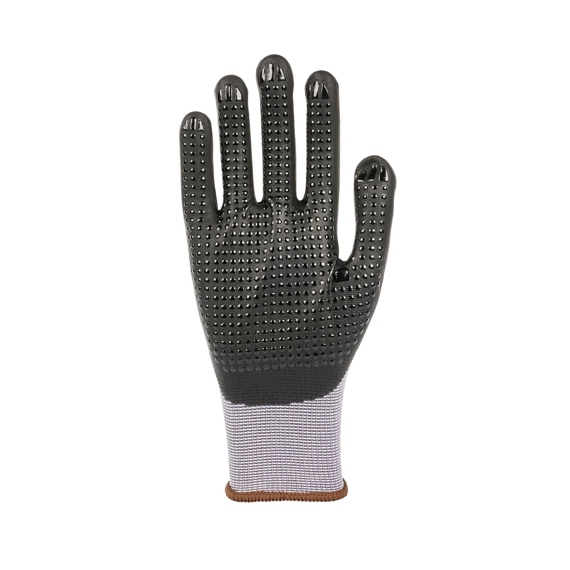 Life Protector Gray Nylon / Spandex Large Work Gloves - with Ultra-Thin Foam Nitrile Palm Coating and Dots - Pair - 1 count box