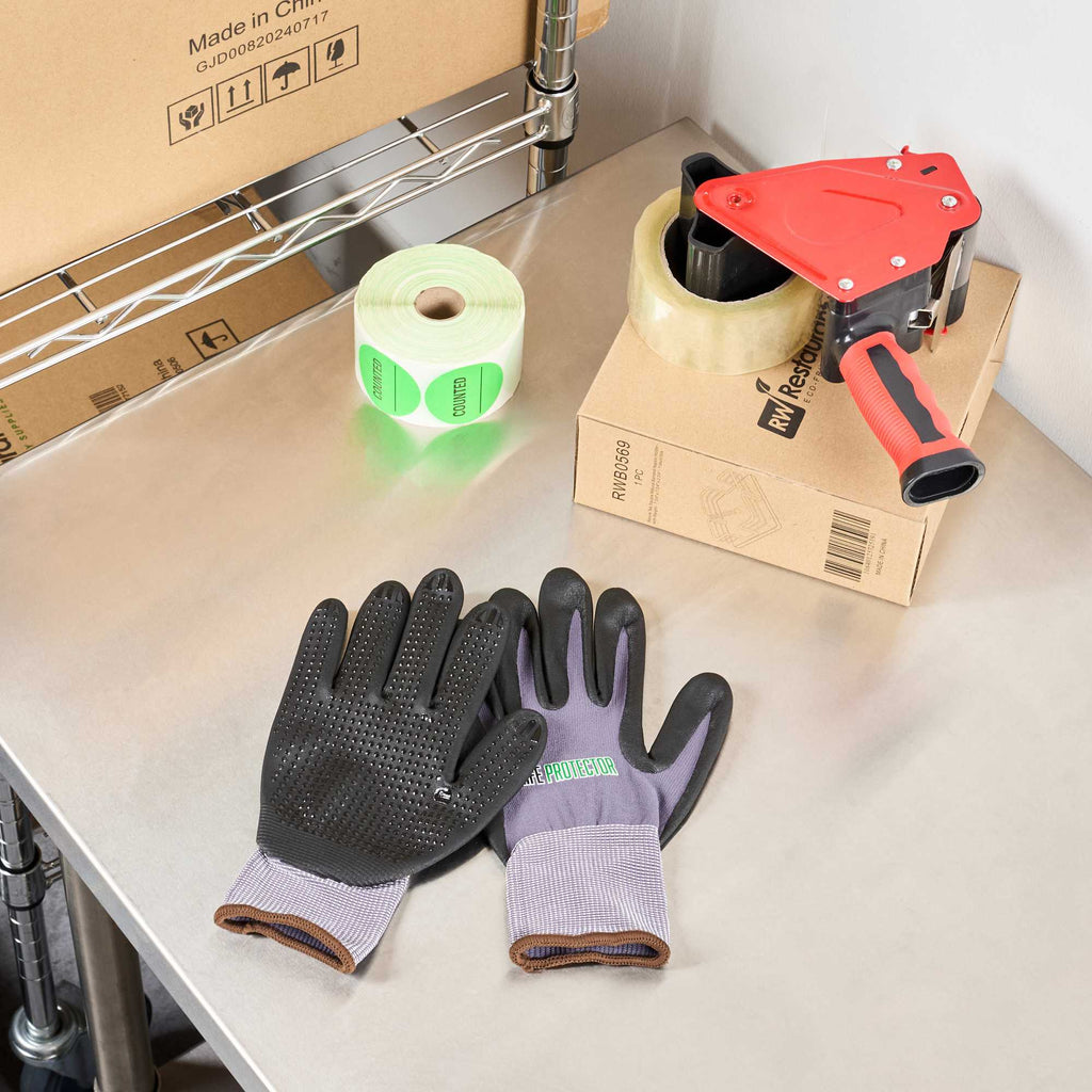 Life Protector Gray Nylon / Spandex Large Work Gloves - with Ultra-Thin Foam Nitrile Palm Coating and Dots - Pair - 1 count box