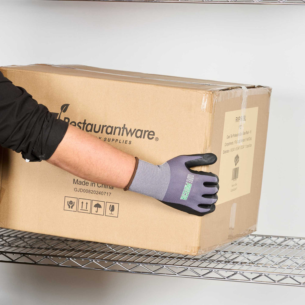 Life Protector Gray Nylon / Spandex Large Work Gloves - with Ultra-Thin Foam Nitrile Palm Coating and Dots - Pair - 1 count box