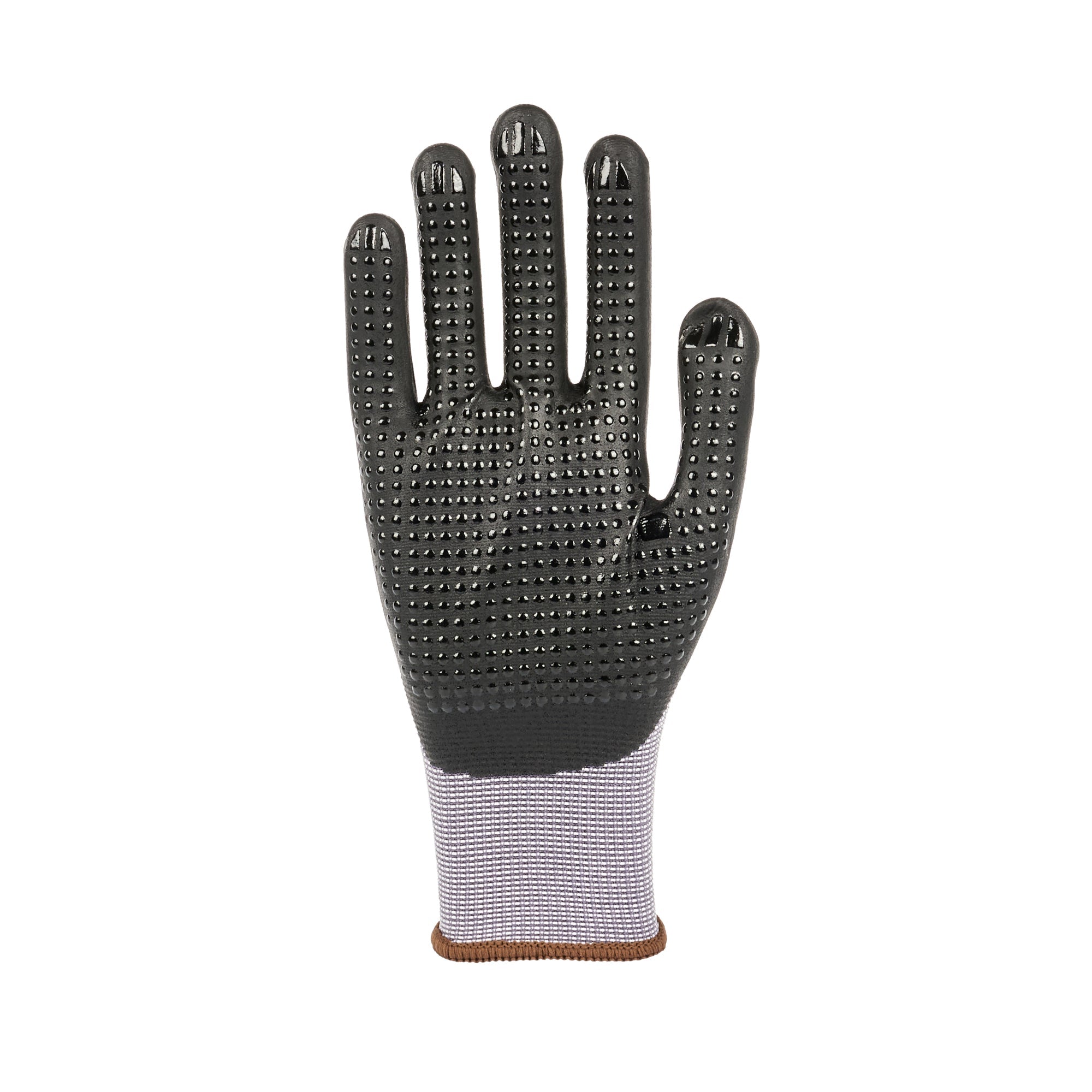 Life Protector Gray Nylon / Spandex Large Work Gloves - with Ultra-Thin Foam Nitrile Palm Coating and Dots - Pair - 10 count box