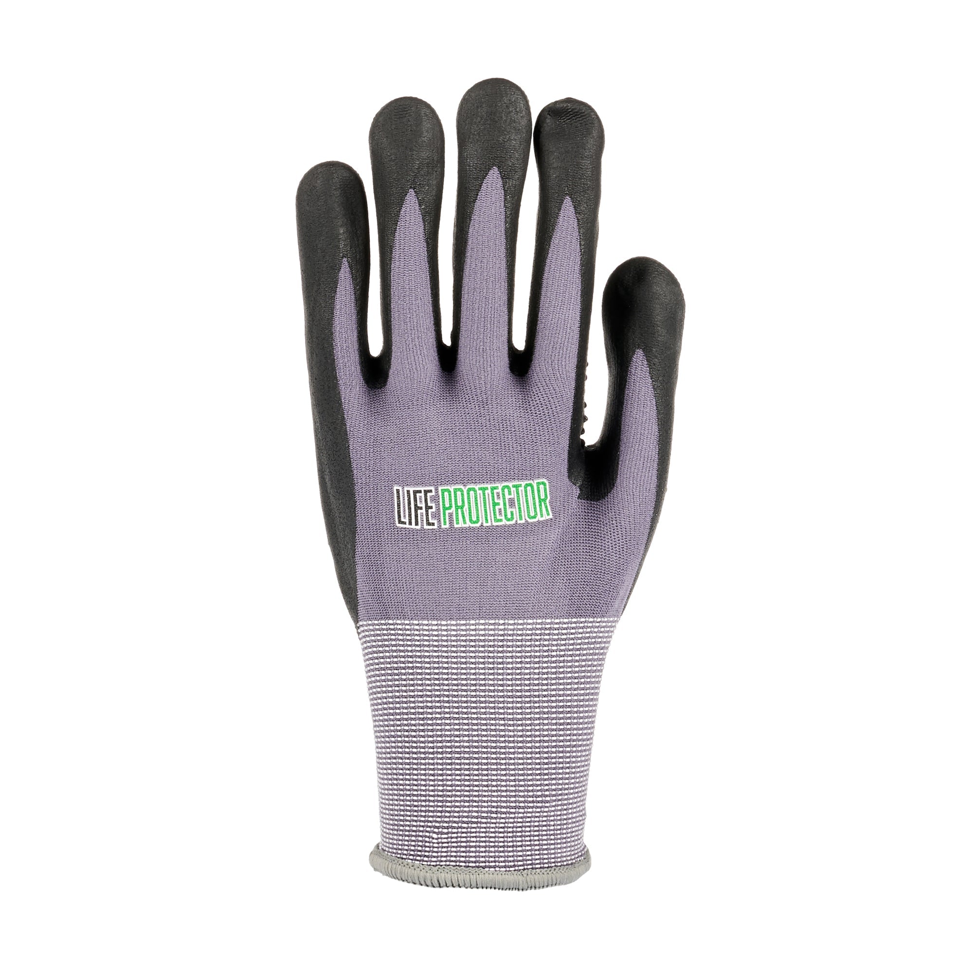 Life Protector Gray Nylon / Spandex Extra Large Work Gloves - with Ultra-Thin Foam Nitrile Palm Coating and Dots - Pair - 10 count box