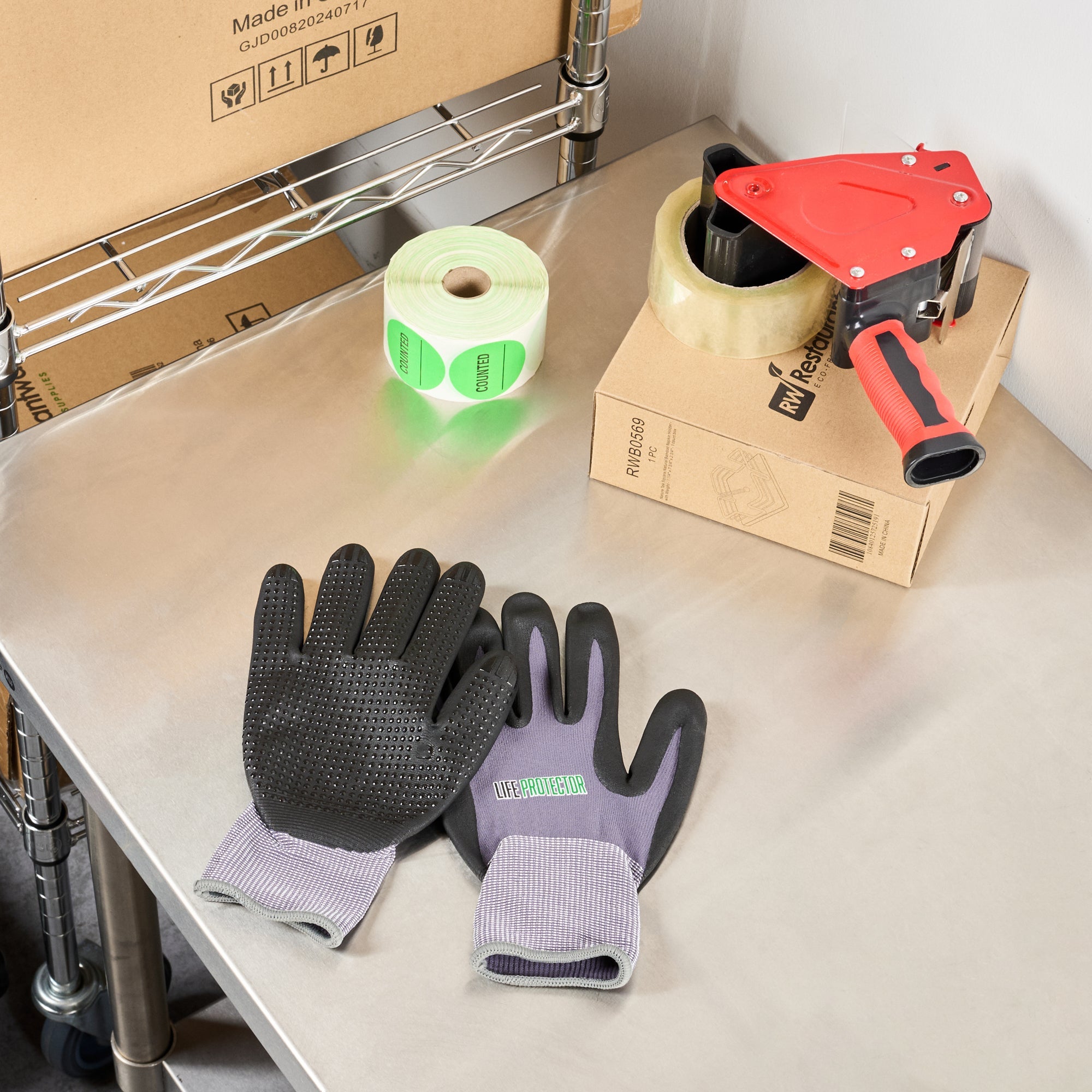 Life Protector Gray Nylon / Spandex Extra Large Work Gloves - with Ultra-Thin Foam Nitrile Palm Coating and Dots - Pair - 10 count box