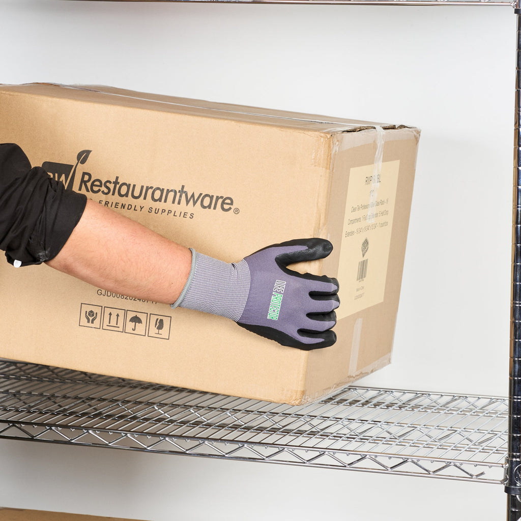 Life Protector Gray Nylon / Spandex Extra Large Work Gloves - with Ultra-Thin Foam Nitrile Palm Coating and Dots - Pair - 10 count box