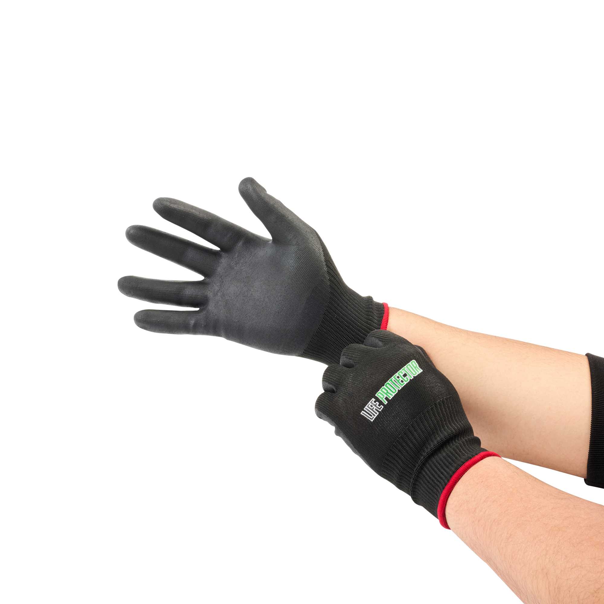 Life Protector Black HPPE Nylon / Spandex Small Work Gloves - with Ultra-Thin Foam Nitrile Palm Coating, Cut-Resistant - Pair - 1 count box