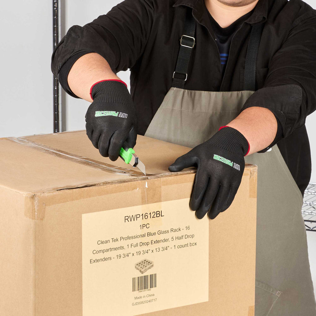 Life Protector Black HPPE Nylon / Spandex Small Work Gloves - with Ultra-Thin Foam Nitrile Palm Coating, Cut-Resistant - Pair - 1 count box