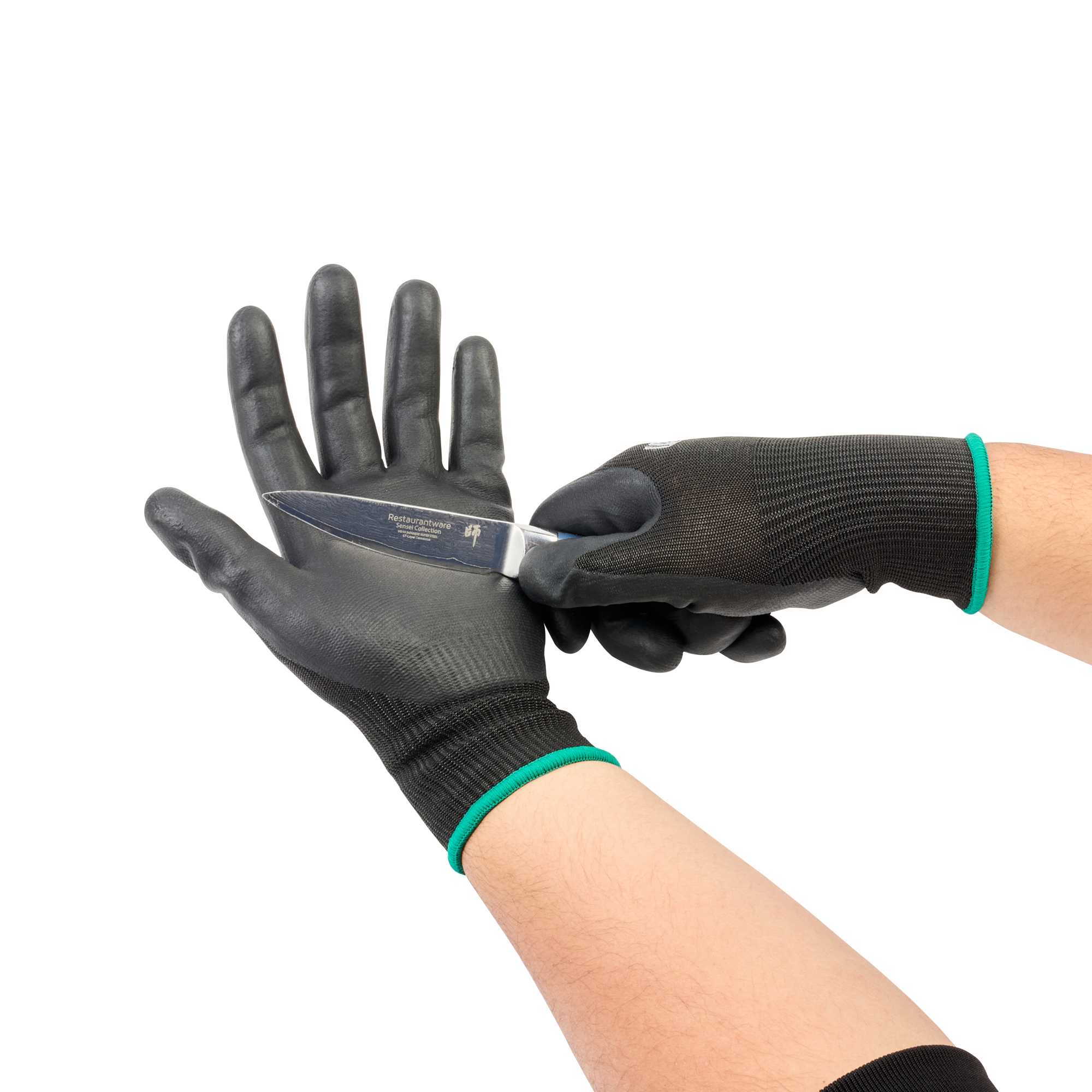 Life Protector Black HPPE Nylon / Spandex Medium Work Gloves - with Ultra-Thin Foam Nitrile Palm Coating, Cut-Resistant - Pair - 1 count box