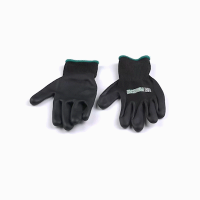 Life Protector Black HPPE Nylon / Spandex Medium Work Gloves - with Ultra-Thin Foam Nitrile Palm Coating,Cut-Resistant - Pair - 10 count box