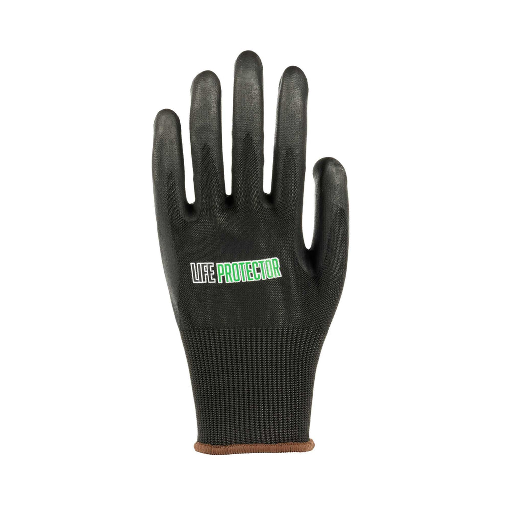 Life Protector Black HPPE Nylon / Spandex Large Work Gloves - with Ultra-Thin Foam Nitrile Palm Coating, Cut-Resistant - Pair - 1 count box